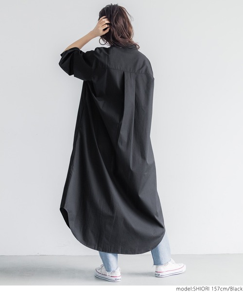 coca（coca）（コカ）の「バンドカラーシャツワンピース（シャツワンピース・レディース・ホワイト/ブラック・ONE SIZE）」の16枚目の写真