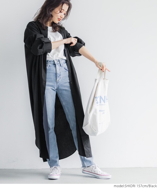 coca（coca）（コカ）の「バンドカラーシャツワンピース（シャツワンピース・レディース・ホワイト/ブラック・ONE SIZE）」の17枚目の写真