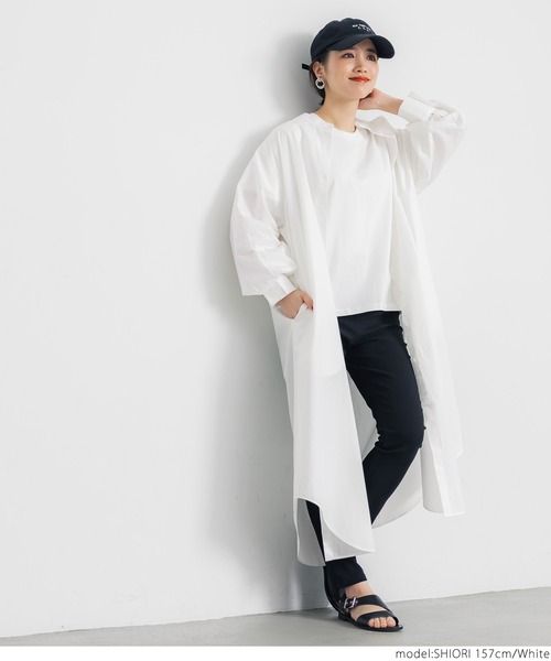 coca（coca）（コカ）の「バンドカラーシャツワンピース（シャツワンピース・レディース・ホワイト/ブラック・ONE SIZE）」の8枚目の写真