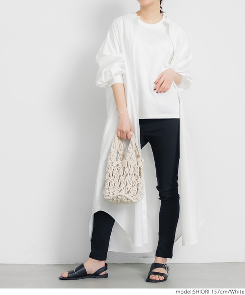 coca（coca）（コカ）の「バンドカラーシャツワンピース（シャツワンピース・レディース・ホワイト/ブラック・ONE SIZE）」の9枚目の写真