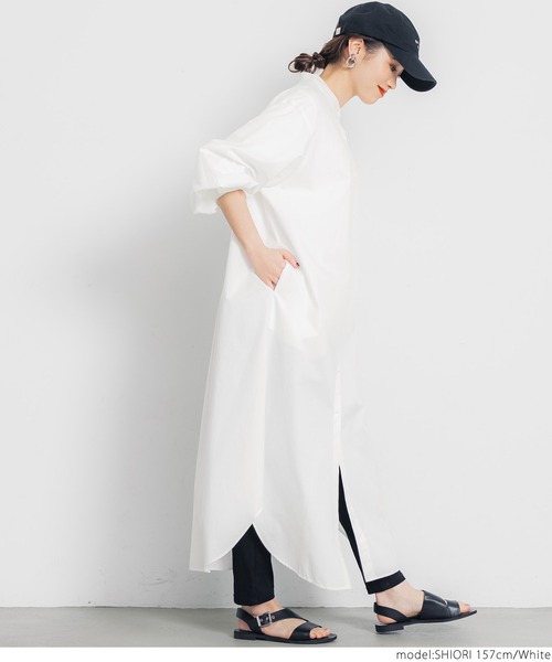 coca（coca）（コカ）の「バンドカラーシャツワンピース（シャツワンピース・レディース・ホワイト/ブラック・ONE SIZE）」の10枚目の写真