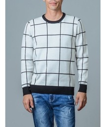 【REGIEVO】チェック柄ハイゲージニットセーター