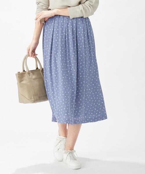 J.PRESS(ジェイプレス)の「【洗える】フェザージオメトリックプリント スカート(スカート・レディース・ネイビー系5/サックスブルー系5・T13/T15)」の1枚目の写真