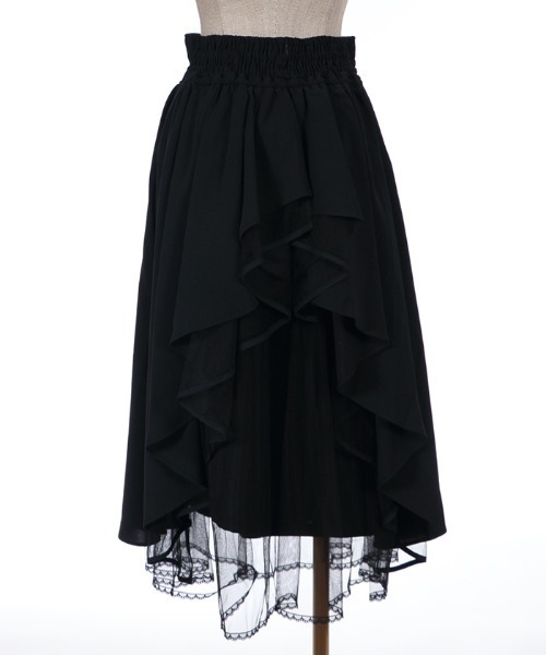 axes femme POETIQUE（アクシーズファムポエティック）の「バックフリルレースアップＳＫ（スカート・レディース・サックスブルー/ブラック/ピンク・MEDIUM）」の6枚目の写真
