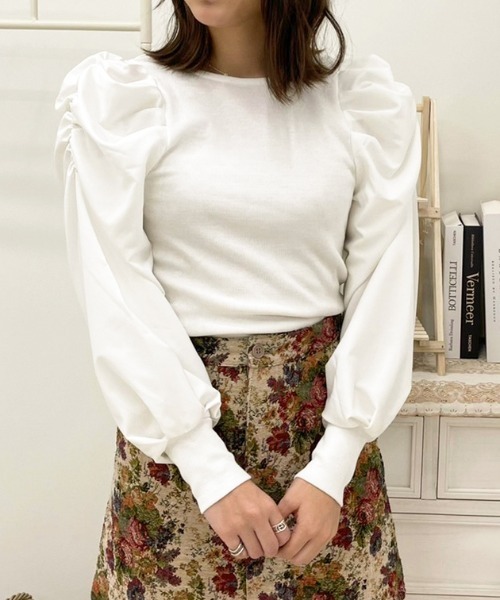 apres jour(アプレジュール)の「袖コンシャスリブトップス【ZOZOTOWN限定アイテム】(Tシャツ/カットソー・レディース・オフホワイト/ブラック/アイボリー・フリー/X-LARGE)」の6枚目の写真
