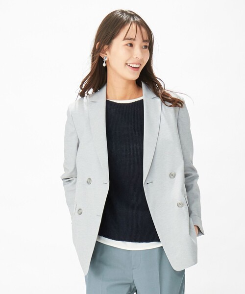 J.PRESS(ジェイプレス)の「【洗える】シェルタリングドライオックス ジャケット(テーラードジャケット・レディース・ベージュ系/ライトグレー系・11/9)」の2枚目の写真