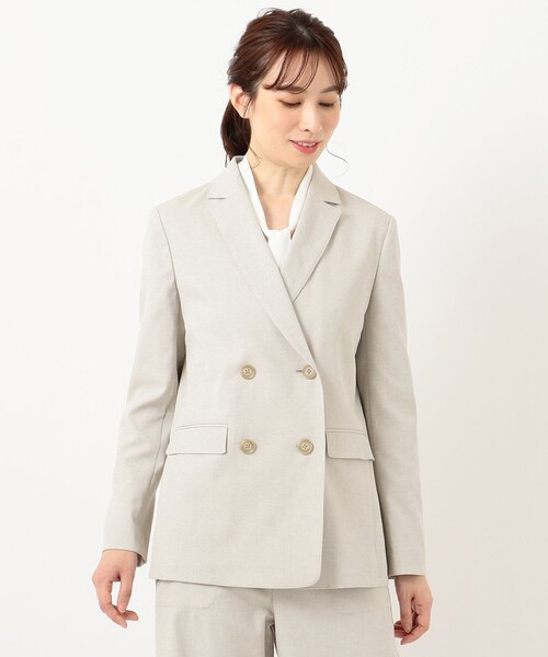 J.PRESS(ジェイプレス)の「【洗える】シェルタリングドライオックス ジャケット(テーラードジャケット・レディース・ベージュ系/ライトグレー系・11/9)」の5枚目の写真