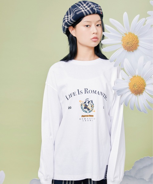 ROMANTIC CROWN（ロマンティッククラウン）の「【ROMANTIC CROWN】UNIVERSE LONG SLEEVES / ロマンティッククラウン ユニバース ロゴ ロングスリーブ Tシャツ（Tシャツ/カットソー・メンズ・グリーン/ホワイト/ブラック・MEDIUM/SMALL/LARGE/X-LARGE）」の2枚目の写真