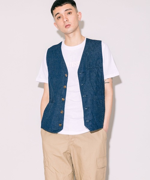 CAL O LINE（キャルオーライン）の「CAL O LINE/キャルオーライン DENIM VEST デニムベスト（ベスト・メンズ・ブルー・M/L/XL）」の8枚目の写真
