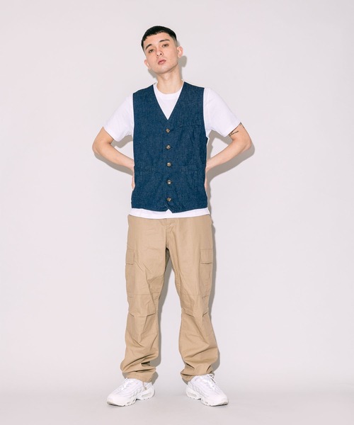 CAL O LINE（キャルオーライン）の「CAL O LINE/キャルオーライン DENIM VEST デニムベスト（ベスト・メンズ・ブルー・M/L/XL）」の20枚目の写真