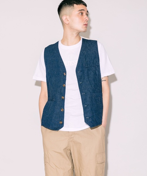 CAL O LINE（キャルオーライン）の「CAL O LINE/キャルオーライン DENIM VEST デニムベスト（ベスト・メンズ・ブルー・M/L/XL）」の14枚目の写真