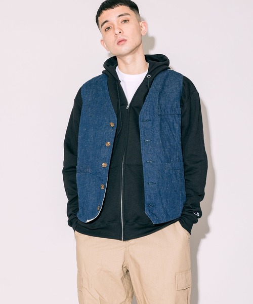 CAL O LINE（キャルオーライン）の「CAL O LINE/キャルオーライン DENIM VEST デニムベスト（ベスト・メンズ・ブルー・M/L/XL）」の22枚目の写真