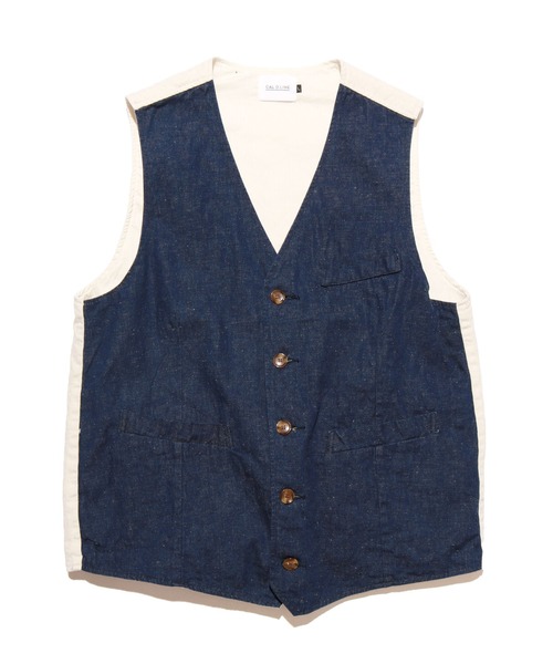 CAL O LINE（キャルオーライン）の「CAL O LINE/キャルオーライン DENIM VEST デニムベスト（ベスト・メンズ・ブルー・M/L/XL）」の2枚目の写真