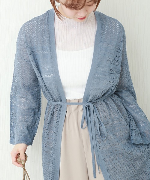 libelle more（リベル モア）の「12G透かしジャガード　ロングカーディガン（カーディガン/ボレロ・レディース・ベージュ/ブルー/ブラック/モカ・M/L）」の4枚目の写真