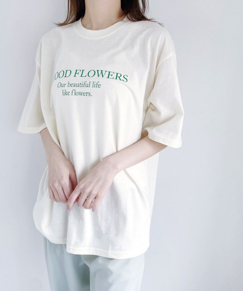 CLEA(クレア)の「bicolor logo tee(Tシャツ/カットソー・レディース・ブラウン/アイボリー/グレイッシュベージュ・FREE)」の1枚目の写真