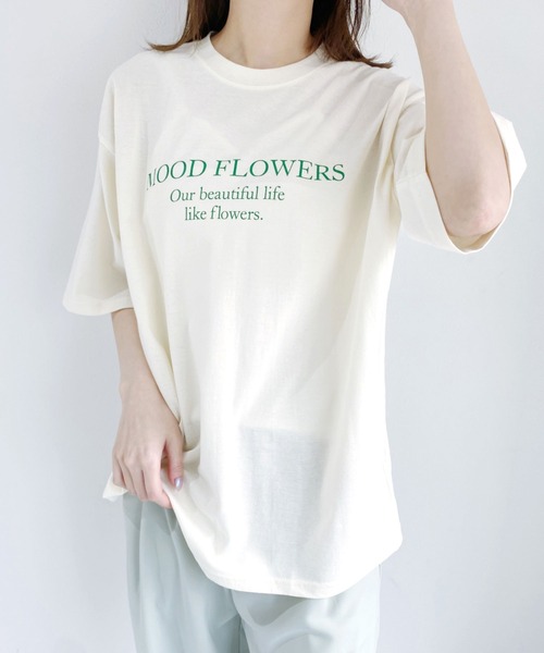 CLEA(クレア)の「bicolor logo tee(Tシャツ/カットソー・レディース・ブラウン/アイボリー/グレイッシュベージュ・FREE)」の6枚目の写真