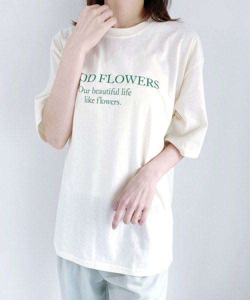 CLEA(クレア)の「bicolor logo tee(Tシャツ/カットソー・レディース・ブラウン/アイボリー/グレイッシュベージュ・FREE)」の9枚目の写真