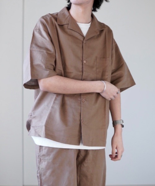 y/m by れぽすけ（イムバイレポスケ）の「3WAYリネンライクオープンカラーシャツ（シャツ/ブラウス・メンズ・チャコールグレー/ブラウン/アイボリー・MEDIUM/LARGE）」の17枚目の写真