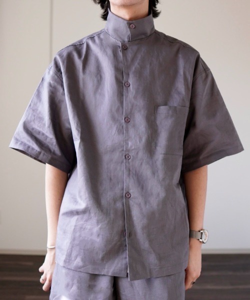 y/m by れぽすけ（イムバイレポスケ）の「3WAYリネンライクオープンカラーシャツ（シャツ/ブラウス・メンズ・チャコールグレー/ブラウン/アイボリー・MEDIUM/LARGE）」の19枚目の写真