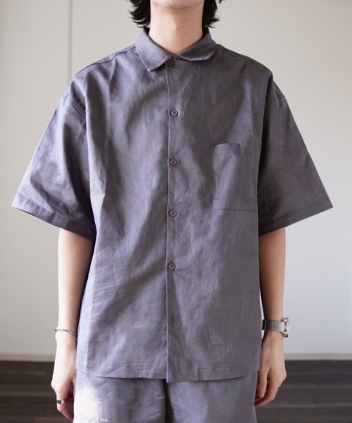 y/m by れぽすけ（イムバイレポスケ）の「3WAYリネンライクオープンカラーシャツ（シャツ/ブラウス・メンズ・チャコールグレー/ブラウン/アイボリー・MEDIUM/LARGE）」の13枚目の写真