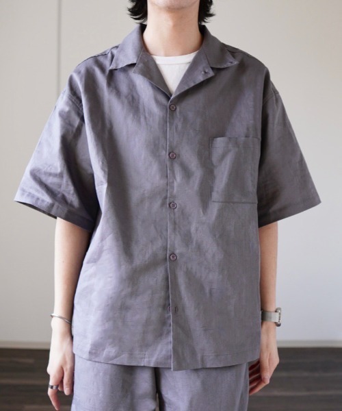 y/m by れぽすけ（イムバイレポスケ）の「3WAYリネンライクオープンカラーシャツ（シャツ/ブラウス・メンズ・チャコールグレー/ブラウン/アイボリー・MEDIUM/LARGE）」の16枚目の写真