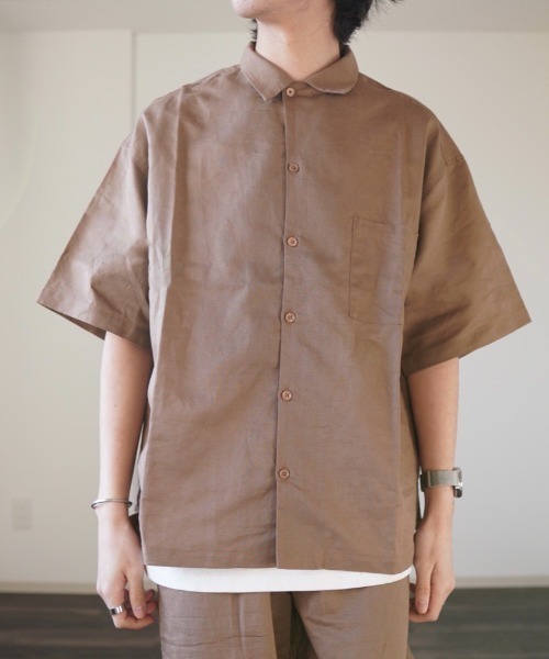 y/m by れぽすけ（イムバイレポスケ）の「3WAYリネンライクオープンカラーシャツ（シャツ/ブラウス・メンズ・チャコールグレー/ブラウン/アイボリー・MEDIUM/LARGE）」の20枚目の写真