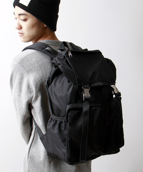 WEGO(ウィゴー)の「WEGO/ダブルポケットフラップリュック(バックパック/リュック・メンズ・ブラック/ネイビー・FREE)」の14枚目の写真