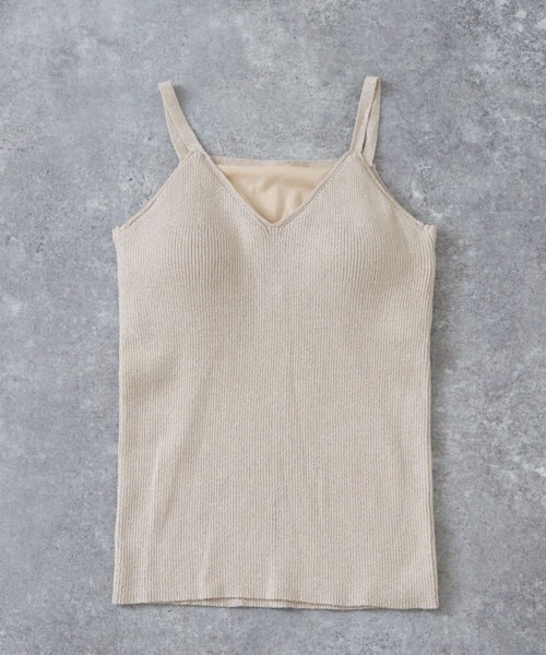 archives（アルシーヴ）の「ラメリブニットキャミ（キャミソール・レディース・シルバーグレー/モカ/ベージュ・MEDIUM）」の3枚目の写真