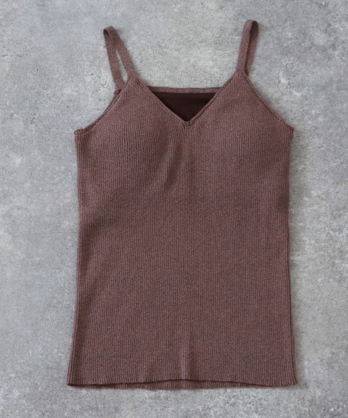 archives（アルシーヴ）の「ラメリブニットキャミ（キャミソール・レディース・シルバーグレー/モカ/ベージュ・MEDIUM）」の2枚目の写真