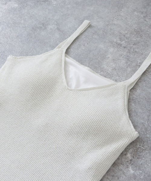 archives（アルシーヴ）の「ラメリブニットキャミ（キャミソール・レディース・シルバーグレー/モカ/ベージュ・MEDIUM）」の5枚目の写真