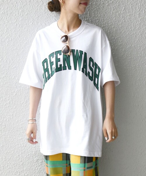 SHIPS any（シップス エニィ）の「SHIPS any: カレッジ プリント 半袖 ユニセックス Tシャツ◇（Tシャツ/カットソー・メンズ・ネイビー/ホワイト系その他3/グリーン/ホワイト系その他4/ナチュラル/ホワイト系その他/ホワイト系その他2/ブラック・SMALL/MEDIUM/LARGE/X-LARGE）」の5枚目の写真