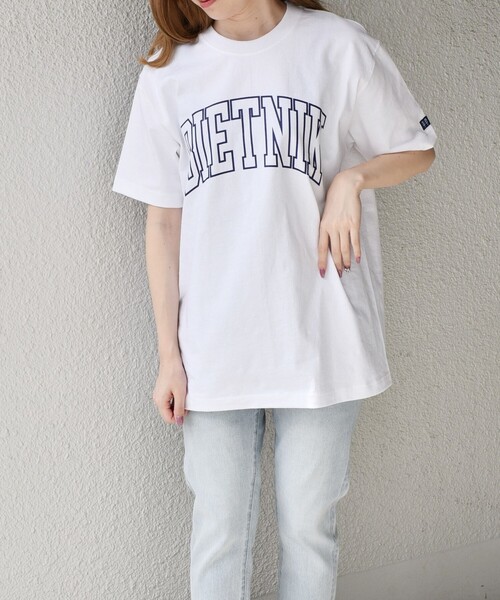 SHIPS any（シップス エニィ）の「SHIPS any: カレッジ プリント 半袖 ユニセックス Tシャツ◇（Tシャツ/カットソー・メンズ・ネイビー/ホワイト系その他3/グリーン/ホワイト系その他4/ナチュラル/ホワイト系その他/ホワイト系その他2/ブラック・SMALL/MEDIUM/LARGE/X-LARGE）」の15枚目の写真