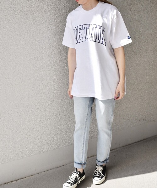 SHIPS any（シップス エニィ）の「SHIPS any: カレッジ プリント 半袖 ユニセックス Tシャツ◇（Tシャツ/カットソー・メンズ・ネイビー/ホワイト系その他3/グリーン/ホワイト系その他4/ナチュラル/ホワイト系その他/ホワイト系その他2/ブラック・SMALL/MEDIUM/LARGE/X-LARGE）」の18枚目の写真