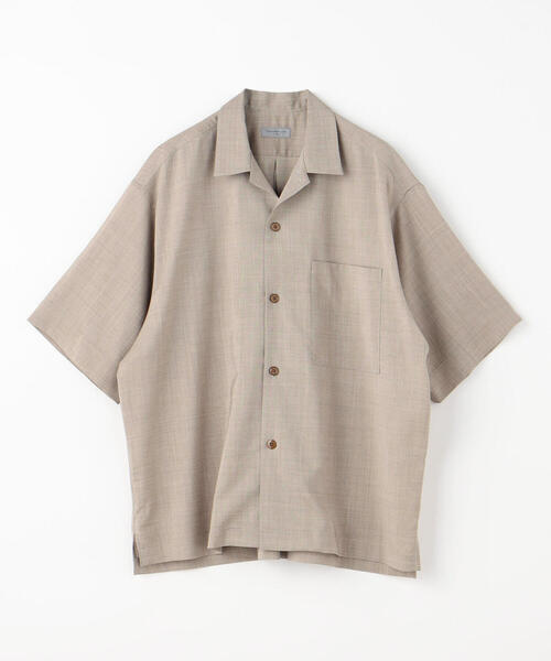 TOMORROWLAND （トゥモローランド）の「ウールレーヨン オープンカラー半袖シャツ（シャツ/ブラウス・メンズ・ベージュ/ネイビー/ライトグレー/ダークブラウン・S/M）」の3枚目の写真