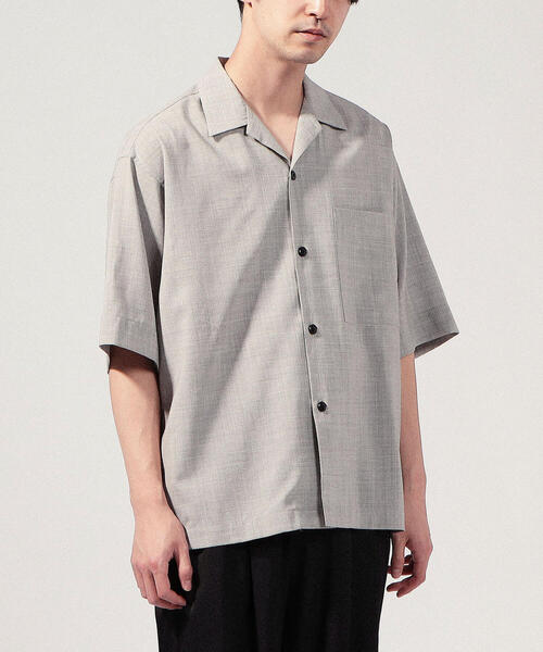 TOMORROWLAND （トゥモローランド）の「ウールレーヨン オープンカラー半袖シャツ（シャツ/ブラウス・メンズ・ベージュ/ネイビー/ライトグレー/ダークブラウン・S/M）」の17枚目の写真