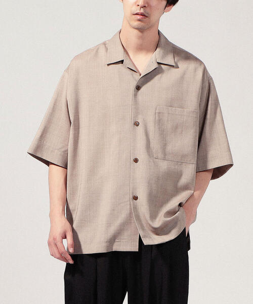 TOMORROWLAND （トゥモローランド）の「ウールレーヨン オープンカラー半袖シャツ（シャツ/ブラウス・メンズ・ベージュ/ネイビー/ライトグレー/ダークブラウン・S/M）」の7枚目の写真