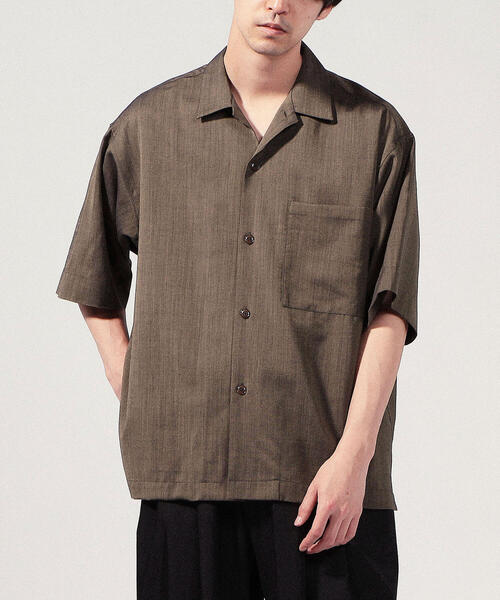 TOMORROWLAND （トゥモローランド）の「ウールレーヨン オープンカラー半袖シャツ（シャツ/ブラウス・メンズ・ベージュ/ネイビー/ライトグレー/ダークブラウン・S/M）」の13枚目の写真