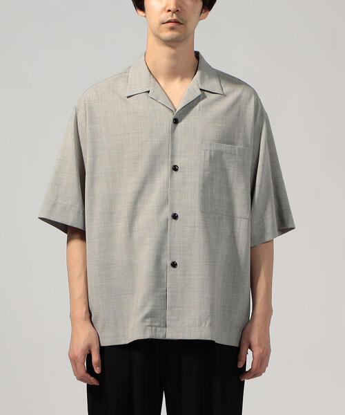 TOMORROWLAND （トゥモローランド）の「ウールレーヨン オープンカラー半袖シャツ（シャツ/ブラウス・メンズ・ベージュ/ネイビー/ライトグレー/ダークブラウン・S/M）」の5枚目の写真