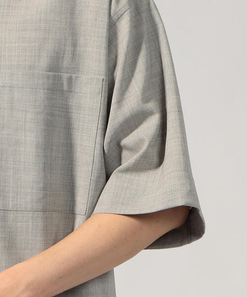 TOMORROWLAND （トゥモローランド）の「ウールレーヨン オープンカラー半袖シャツ（シャツ/ブラウス・メンズ・ベージュ/ネイビー/ライトグレー/ダークブラウン・S/M）」の6枚目の写真