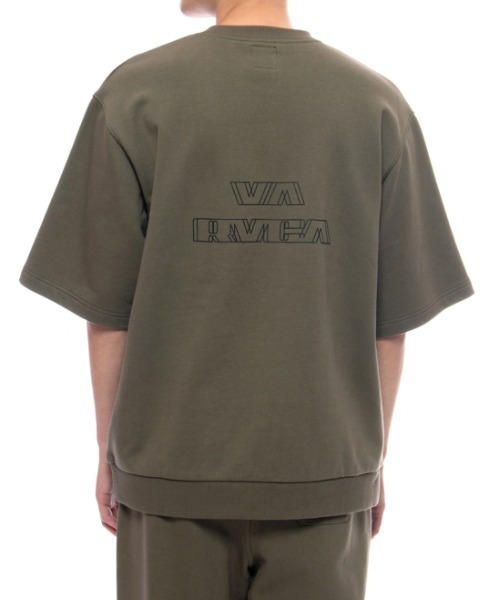 Rvca メンズ All Time Collection Shutter Ss Crew 半袖トレーナー 21年夏モデル ルーカバックプリント半袖ポケット付きスウェット