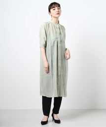 ehka sopo | シアーシャツバンドカラーワンピース(シャツワンピース)
