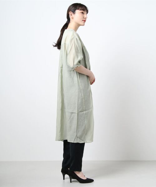 ehka sopo（エヘカソポ）の「シアーシャツバンドカラーワンピース（シャツワンピース・レディース・キナリ/ミント/オフホワイト・ﾌﾘ-）」の5枚目の写真
