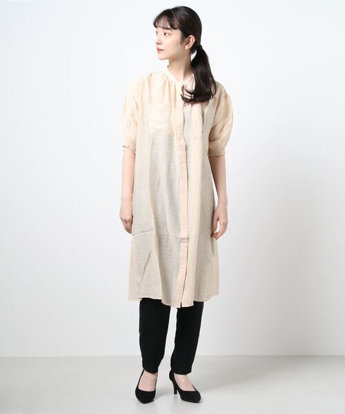 ehka sopo（エヘカソポ）の「シアーシャツバンドカラーワンピース（シャツワンピース・レディース・キナリ/ミント/オフホワイト・ﾌﾘ-）」の6枚目の写真