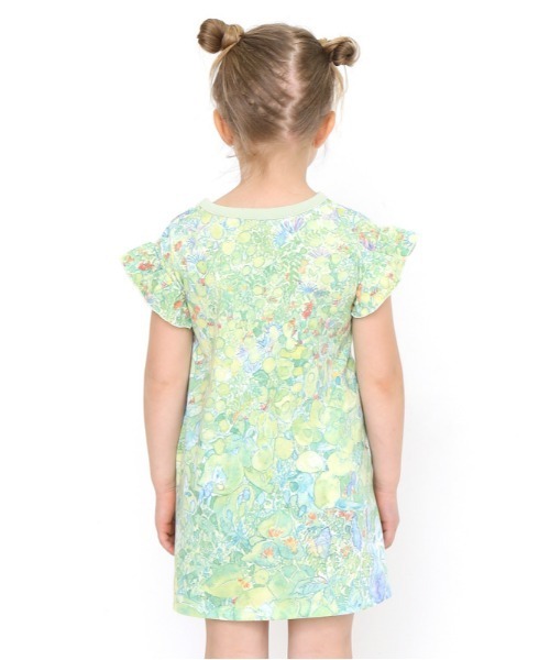 Design Tshirts Store graniph（デザイン　ティーシャツ　ストア　グラニフ）の「[描き下ろし]薄荷(清水美紅)｜コラボキッズボックスフリルワンピース(ライトグリーン)（ワンピース・キッズ・ライトグリーン・90/110/130）」の7枚目の写真