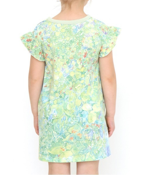 Design Tshirts Store graniph（デザイン　ティーシャツ　ストア　グラニフ）の「[描き下ろし]薄荷(清水美紅)｜コラボキッズボックスフリルワンピース(ライトグリーン)（ワンピース・キッズ・ライトグリーン・90/110/130）」の9枚目の写真