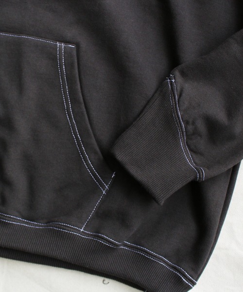 bal（バル）の「【2021秋冬】CONTRAST STITCH HOODED SWEAT SHIRT（パーカー・レディース・グレイッシュベージュ/チャコール・LARGE/X-LARGE/MEDIUM）」の9枚目の写真