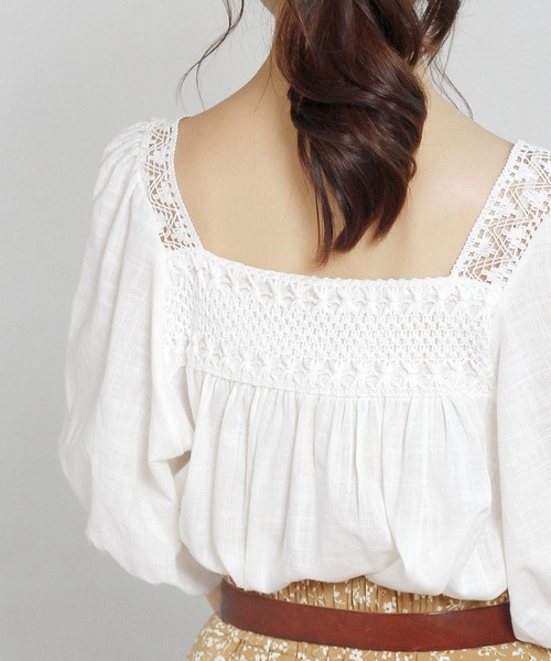 Crisp yours（クリスプユアーズ）の「【WEB限定】スクエアレースパフブラウス（シャツ/ブラウス・レディース・ホワイト/アイボリー・FREE）」の22枚目の写真