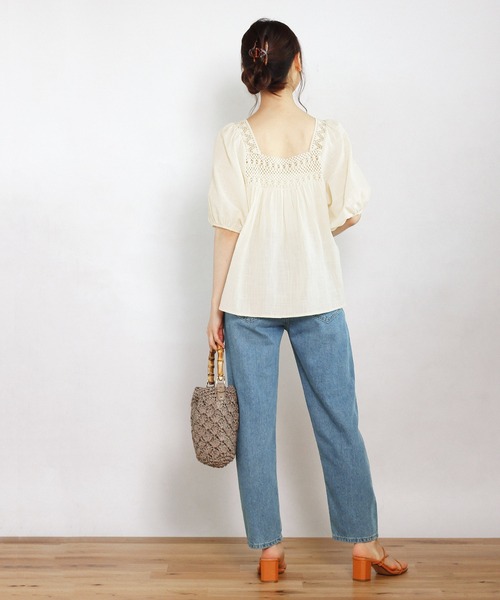 Crisp yours（クリスプユアーズ）の「【WEB限定】スクエアレースパフブラウス（シャツ/ブラウス・レディース・ホワイト/アイボリー・FREE）」の8枚目の写真