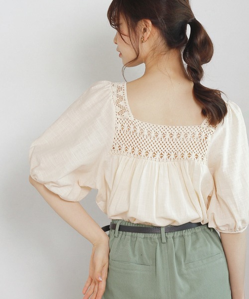 Crisp yours（クリスプユアーズ）の「【WEB限定】スクエアレースパフブラウス（シャツ/ブラウス・レディース・ホワイト/アイボリー・FREE）」の13枚目の写真