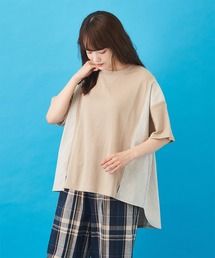 CUBE SUGAR（キューブシュガー）の「WEB限定 ワッフル サイド 布帛 切替 プルオーバー（Tシャツ/カットソー）」